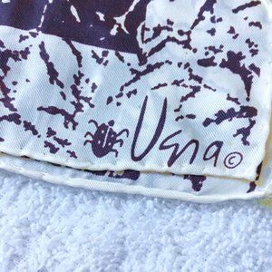 Vintage Vera Neumann Geometric Dark Chocolate White Rectangular Scarf